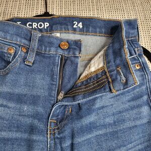J‎ Crew Jeans Womens 24 Blue Demi Boot Crop High Rise Distressed Raw Hem Denim